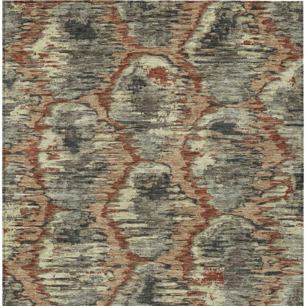 3' X 5' Copper Gray And Charcoal Abstract Washable Indoor Outdoor Area Rug