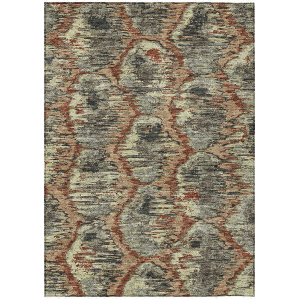 3' X 5' Copper Gray And Charcoal Abstract Washable Indoor Outdoor Area Rug