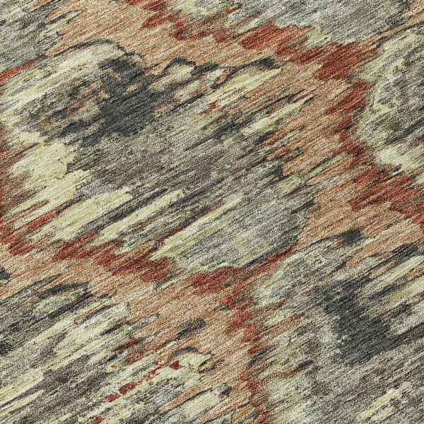 3' X 5' Copper Gray And Charcoal Abstract Washable Indoor Outdoor Area Rug