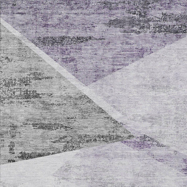 5' X 8' Purple Gray And Charcoal Abstract Washable Indoor Outdoor Area Rug