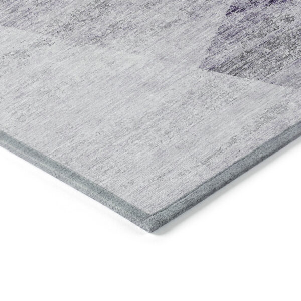 5' X 8' Purple Gray And Charcoal Abstract Washable Indoor Outdoor Area Rug