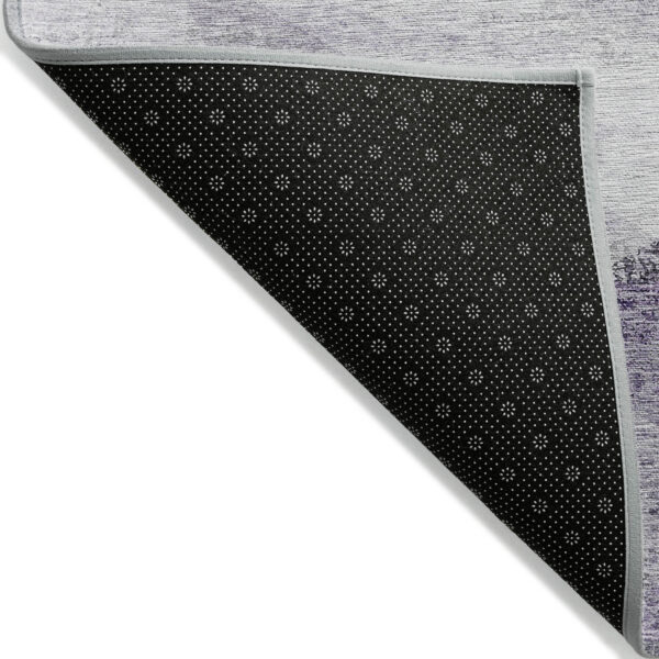 5' X 8' Purple Gray And Charcoal Abstract Washable Indoor Outdoor Area Rug