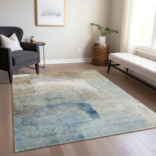 3' X 5' Taupe Beige And Ivory Abstract Washable Indoor Outdoor Area Rug