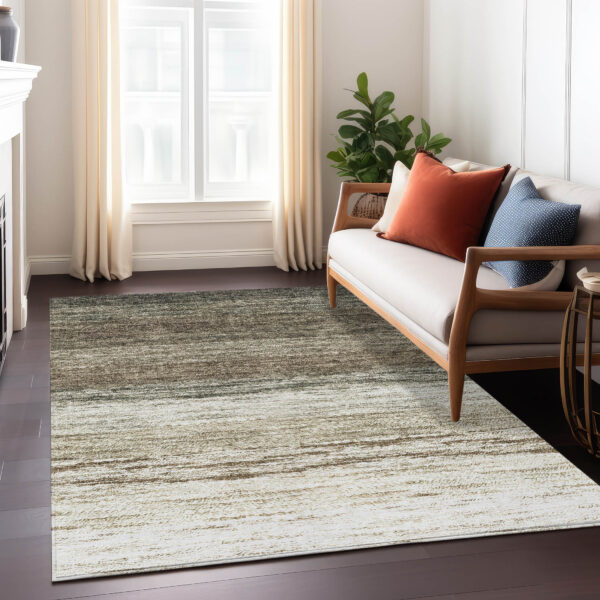 3' X 5' Brown Beige And Tan Ombre Washable Indoor Outdoor Area Rug