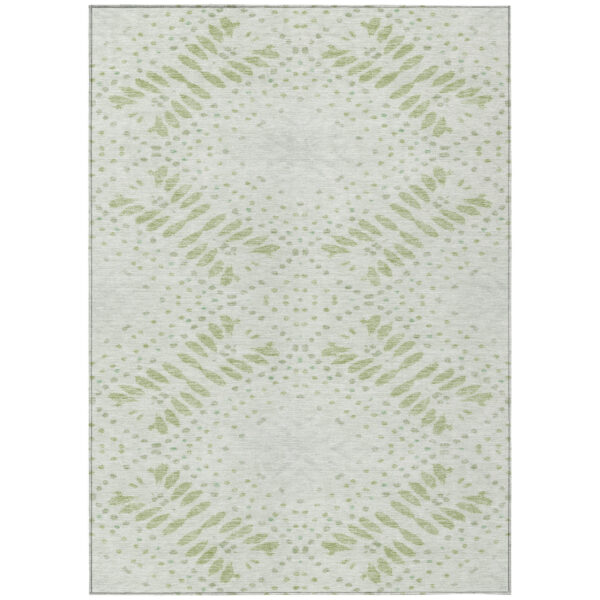3' X 5' Artichoke Green And Fern Green Floral Washable Indoor Outdoor Area Rug