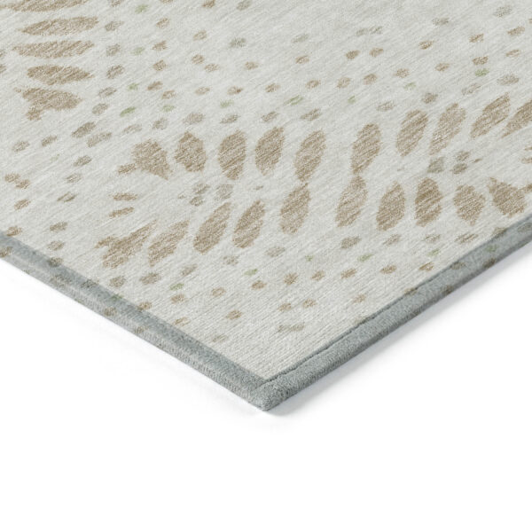 9' X 12' Beige Taupe And Tan Floral Washable Indoor Outdoor Area Rug