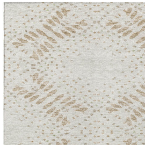 9' X 12' Beige Taupe And Tan Floral Washable Indoor Outdoor Area Rug