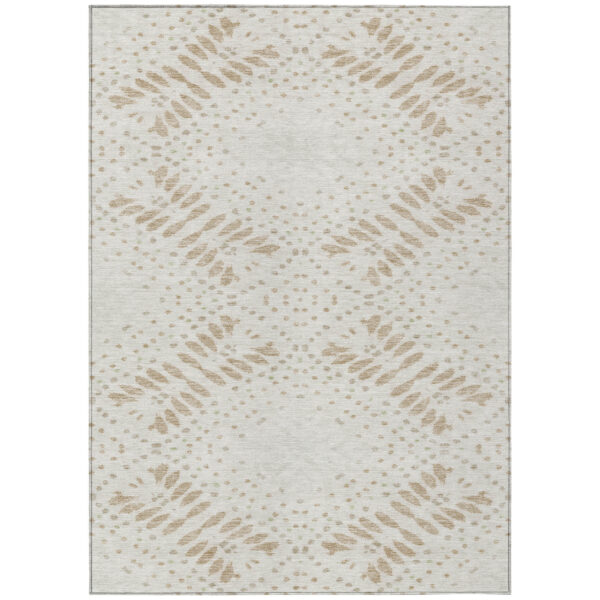 9' X 12' Beige Taupe And Tan Floral Washable Indoor Outdoor Area Rug