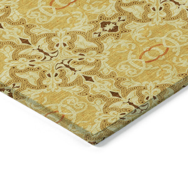 8' X 10' Orange Copper And Gold Medallion Washable Indoor Outdoor Area Rug