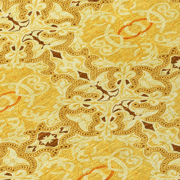 8' X 10' Orange Copper And Gold Medallion Washable Indoor Outdoor Area Rug