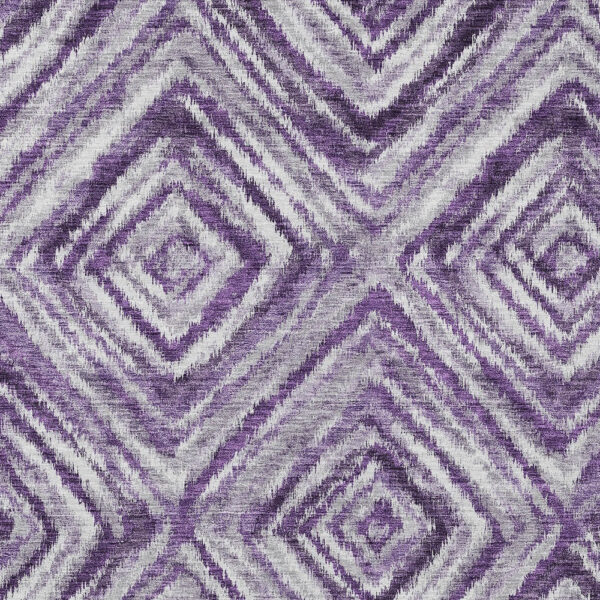 9' X 12' Purple Lavender And Gray Geometric Washable Indoor Outdoor Area Rug
