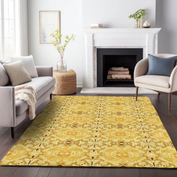 8' X 10' Orange Copper And Gold Medallion Washable Indoor Outdoor Area Rug
