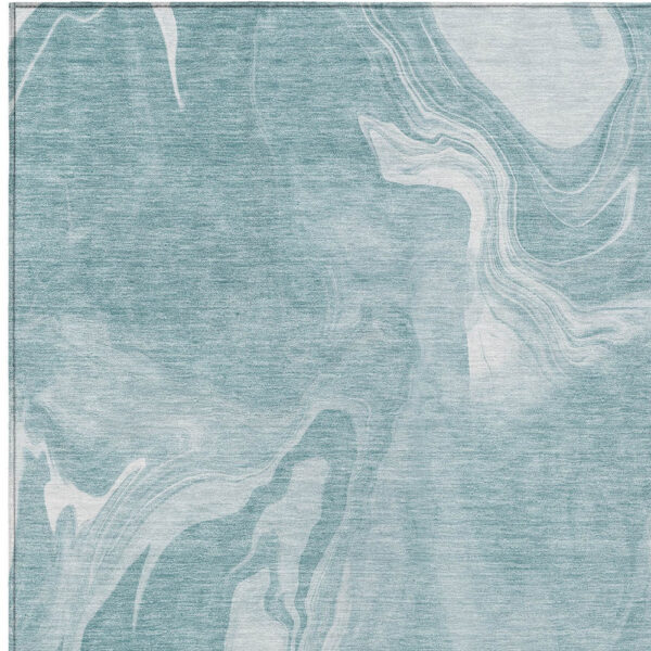 3' X 5' Teal Blue And Aqua Abstract Washable Indoor Outdoor Area Rug