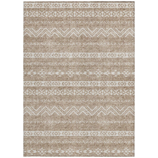 10' X 14' Brown And Beige Southwestern Washable Indoor Outdoor Area Rug