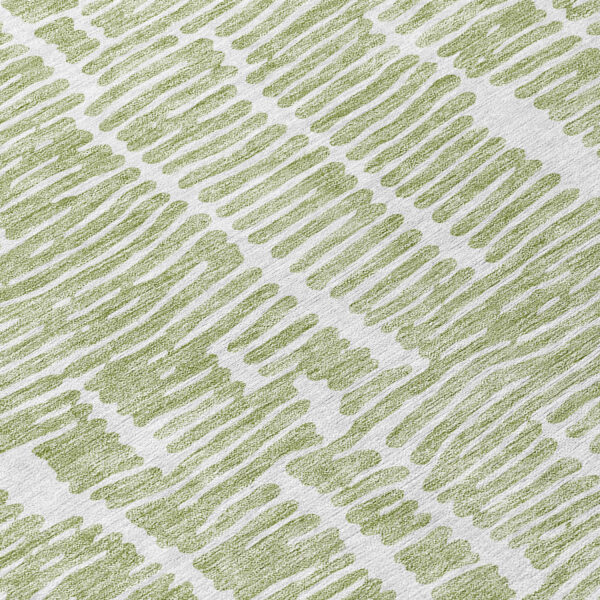 8' Artichoke Green Green And Ivory Round Abstract Washable Indoor Outdoor Area Rug