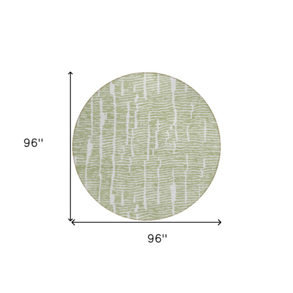 8' Artichoke Green Green And Ivory Round Abstract Washable Indoor Outdoor Area Rug