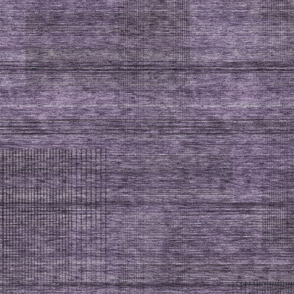10' X 14' Plum Purple And Gray Striped Washable Indoor Outdoor Area Rug