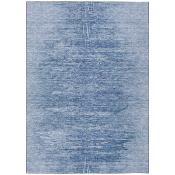 8' X 10' Denim Blue And Sky Blue Abstract Washable Indoor Outdoor Area Rug