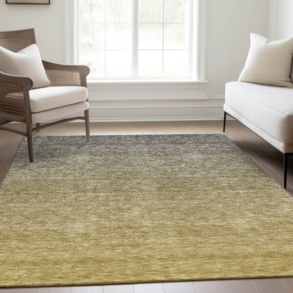 8' X 10' Gold Beige And Taupe Ombre Washable Indoor Outdoor Area Rug