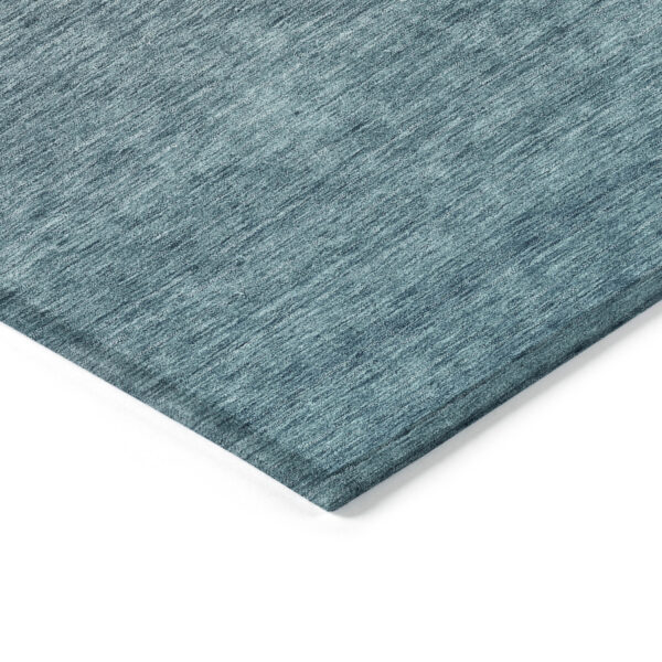 8' X 10' Teal Blue Gray And Charcoal Ombre Washable Indoor Outdoor Area Rug