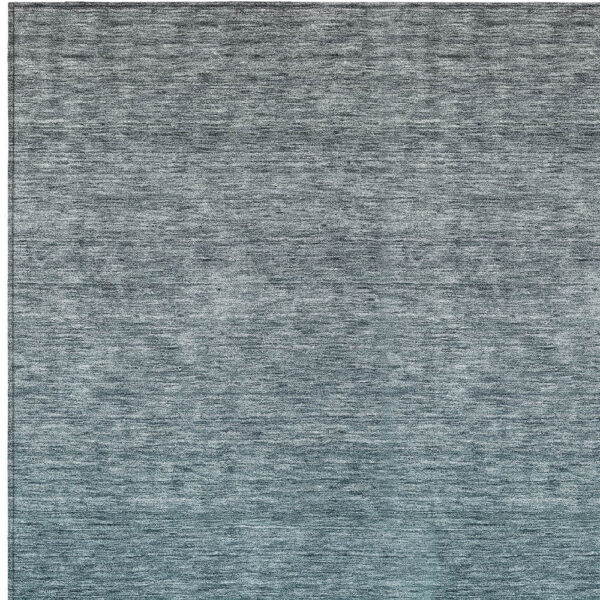 8' X 10' Teal Blue Gray And Charcoal Ombre Washable Indoor Outdoor Area Rug