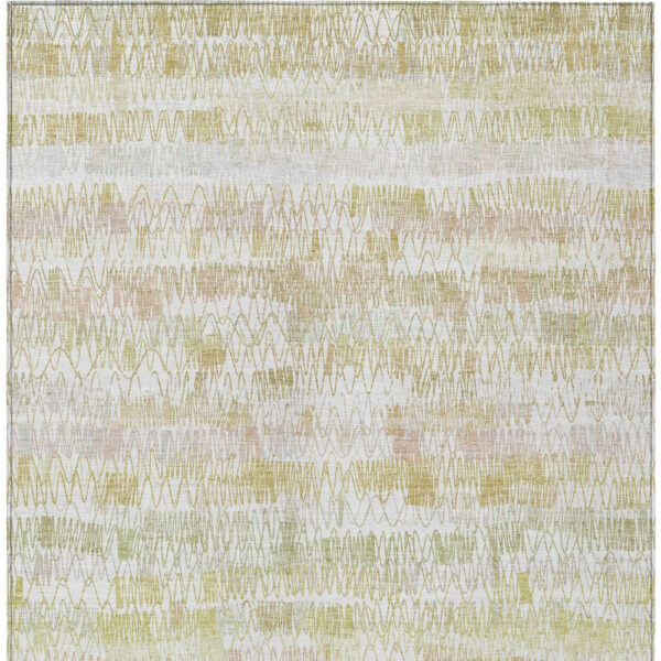 9' X 12' Gold Beige And Tan Striped Washable Indoor Outdoor Area Rug