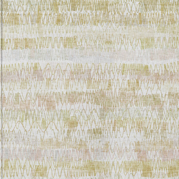 9' X 12' Gold Beige And Tan Striped Washable Indoor Outdoor Area Rug
