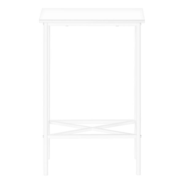 24" White Wood And Metal End Table With Shelf