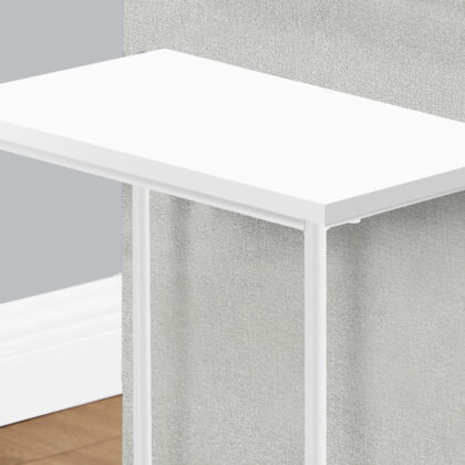 24" White Wood And Metal End Table With Shelf