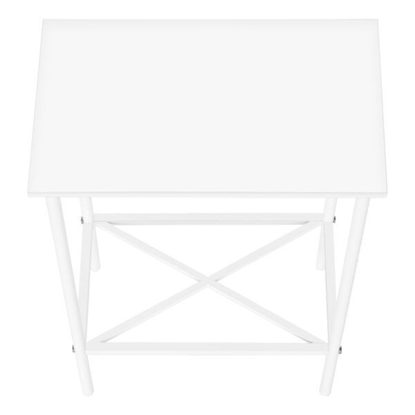 24" White Wood And Metal End Table With Shelf