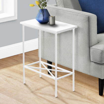 24" White Wood And Metal End Table With Shelf