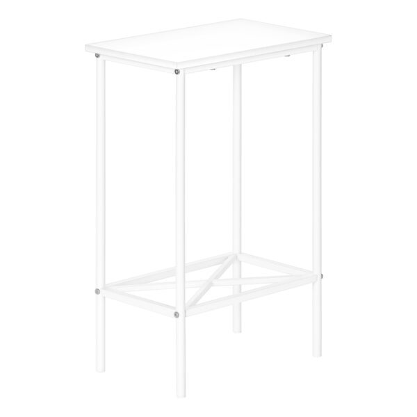 24" White Wood And Metal End Table With Shelf