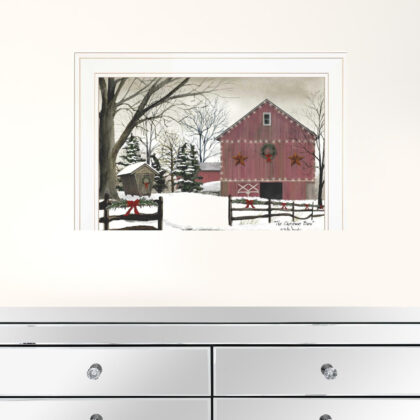Christmas Barn 1 White Framed Print Wall Art