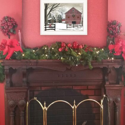 Christmas Barn 1 White Framed Print Wall Art