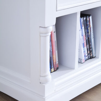 71" White Solid Console Table With Shelves And Drawers