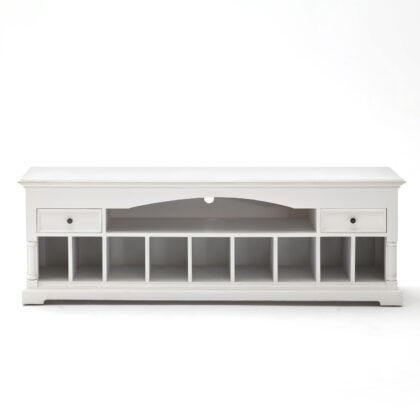 71" White Solid Console Table With Shelves And Drawers