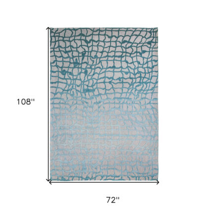7' x 9' Blue and Gray Abstract Non Skid Area Rug