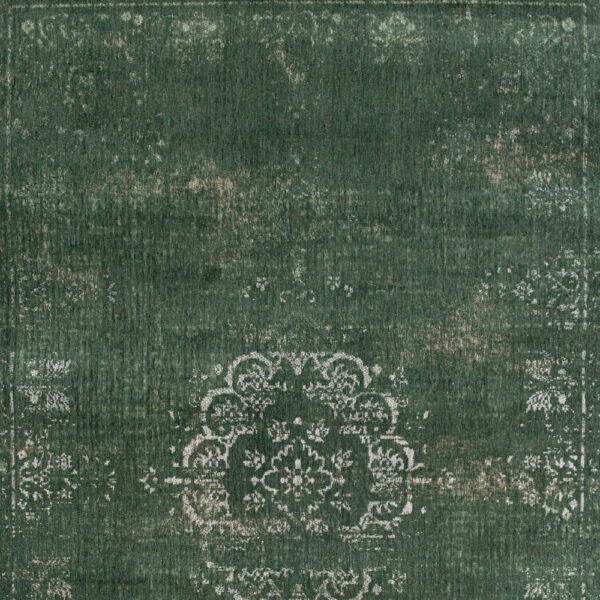 5' x 7' Gray and Green Medallion Non Skid Area Rug