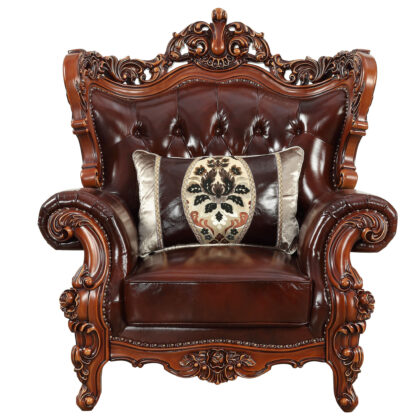 46" Dark Brown and Chocolate Faux Leather Tufted Wingback Chair