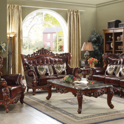46" Dark Brown and Chocolate Faux Leather Tufted Wingback Chair