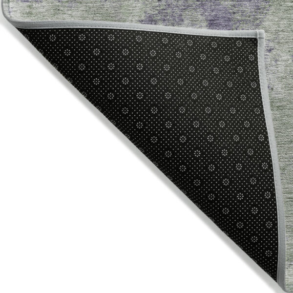 5' X 8' Purple and Green Abstract Washable Non Skid Indoor Outdoor Area Rug