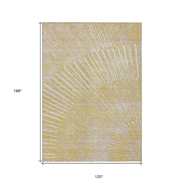 10' X 14' Wheat Abstract Washable Non Skid Indoor Outdoor Area Rug