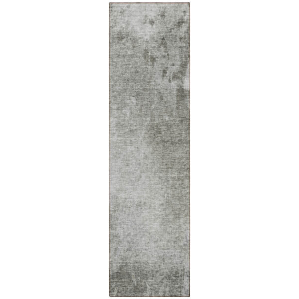 8' Runner Gray and Off White Abstract Washable Non Skid Indoor Outdoor Runner Rug