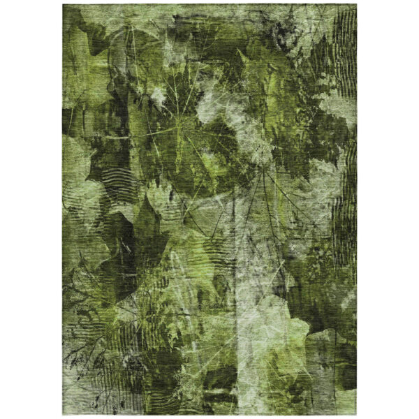 3' X 5' Green Floral Washable Non Skid Indoor Outdoor Area Rug