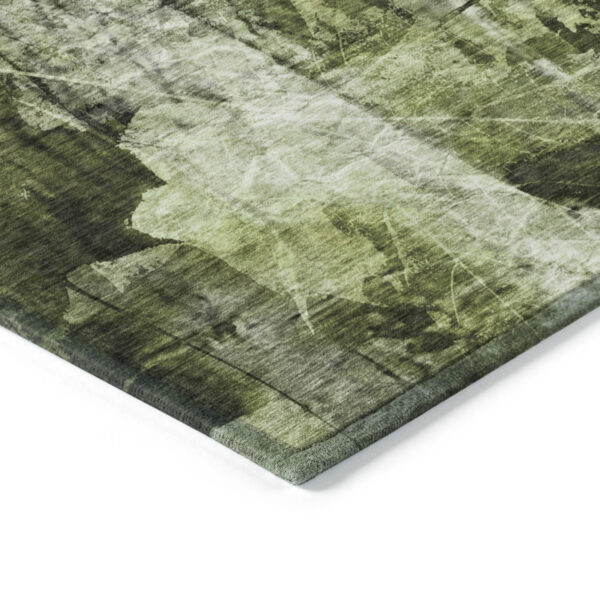 3' X 5' Green Floral Washable Non Skid Indoor Outdoor Area Rug