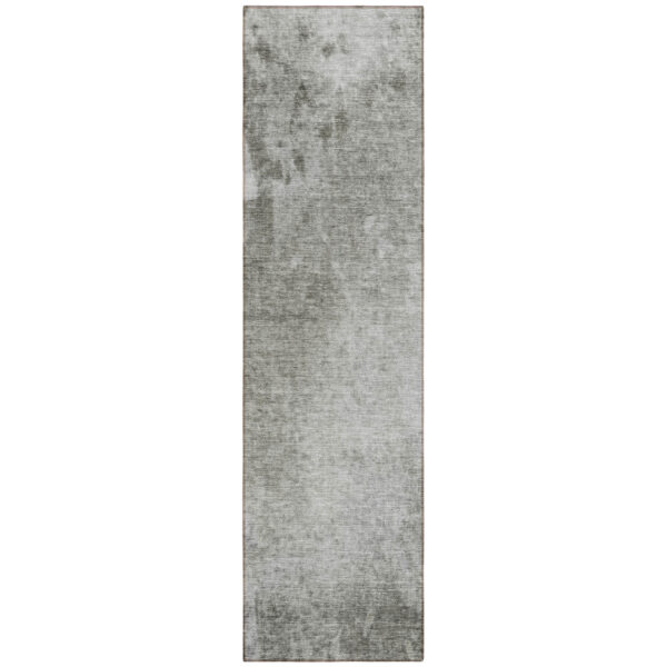 8' Runner Gray and Off White Abstract Washable Non Skid Indoor Outdoor Runner Rug