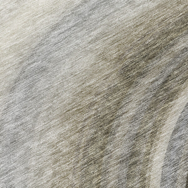 8' Taupe Gray And Ivory Round Abstract Washable Indoor Outdoor Area Rug