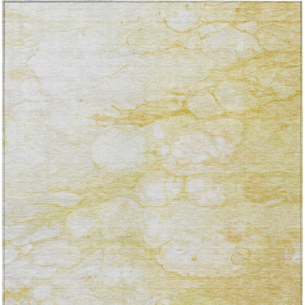 9' X 12' Gold Beige And Ivory Abstract Washable Indoor Outdoor Area Rug