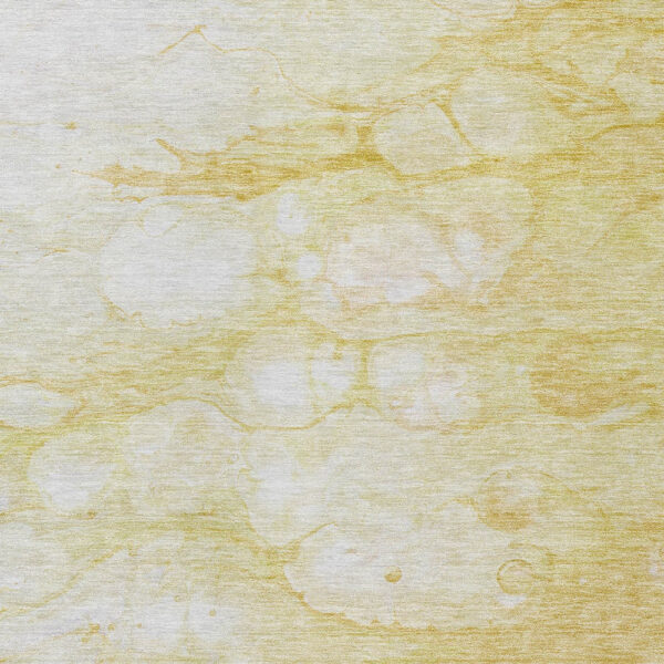 9' X 12' Gold Beige And Ivory Abstract Washable Indoor Outdoor Area Rug
