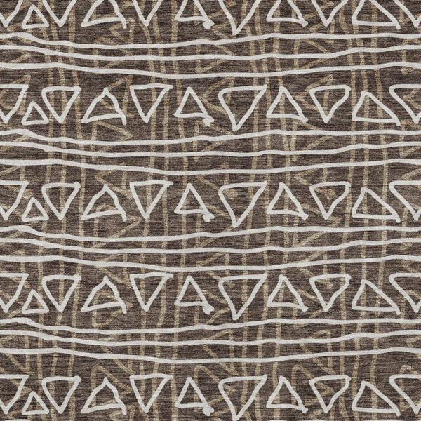 10' X 14' Chocolate And Ivory Geometric Washable Indoor Outdoor Area Rug